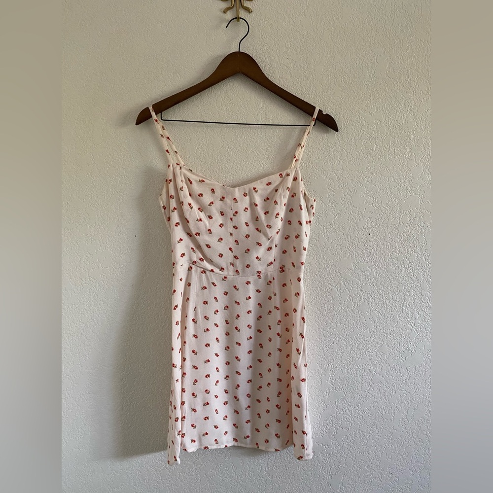 Reformation Womens Size 4 Ivory Floral Spaghetti Strap Mini Dress Smocked Back